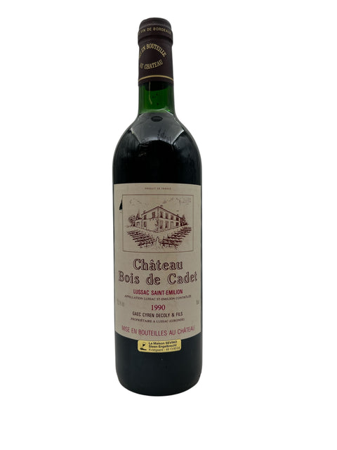 Flaska Château Bois de Cadet rött vin från 1990