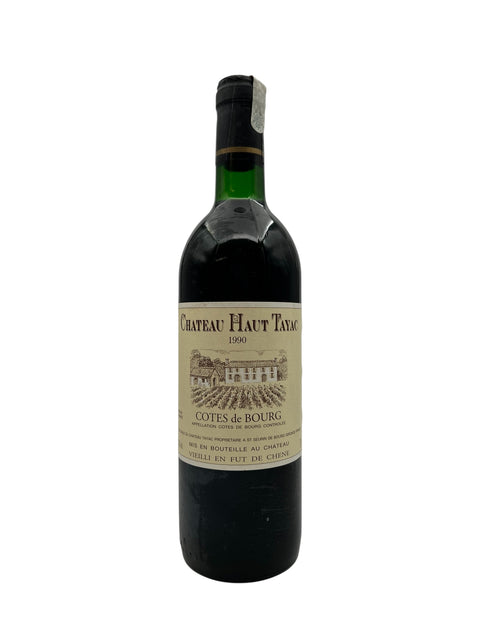 Flaska Chateau Haut Tayac rött vin 1990 från Cotes de Bourg