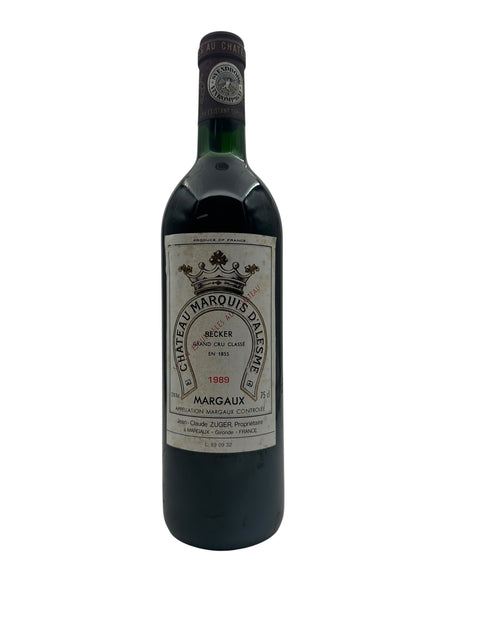 Flaska Château Marquis D'Alesme Becker 1989 rött vin