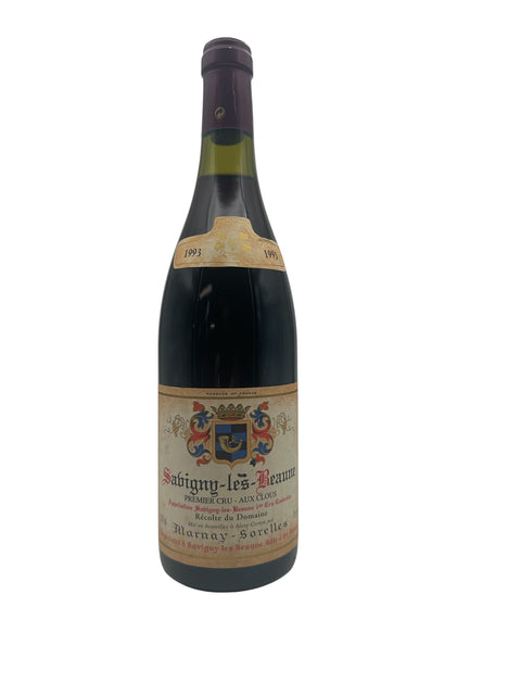 Flaska Savigny-lès-Beaune Marnay-Sorelles 1993 rött vin