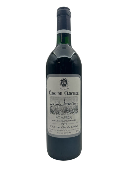 Flaska Clos du Clocher rött vin från Pomerol 1992