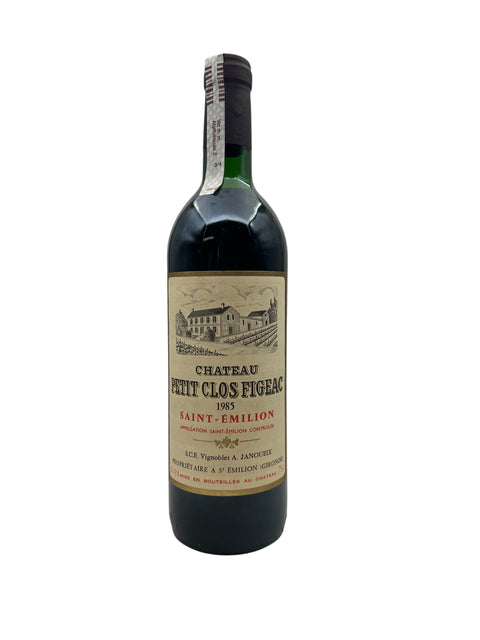 Flaska Petit Clos Figeac Chateau 1985 rött vin