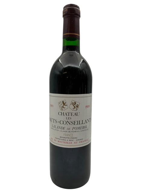 Flaska Chateau Les Hauts-Conseillants rött vin från 1989 från Bordeaux