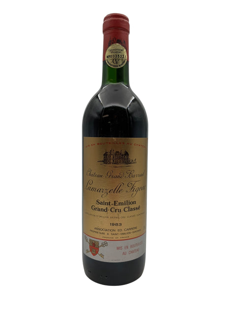 Flaska Lamarselle Figeac Château Grand Barrail 1983 Rött vin