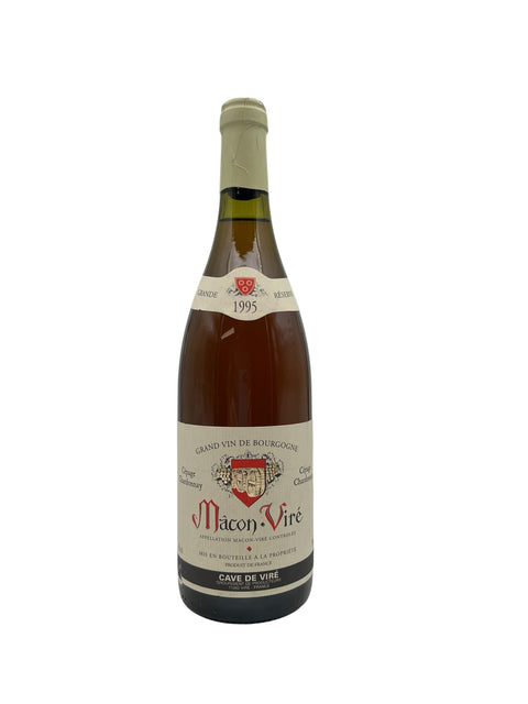 Flaska Mâcon Viré Cave de Viré 1995 vitt vin från Bourgogne.