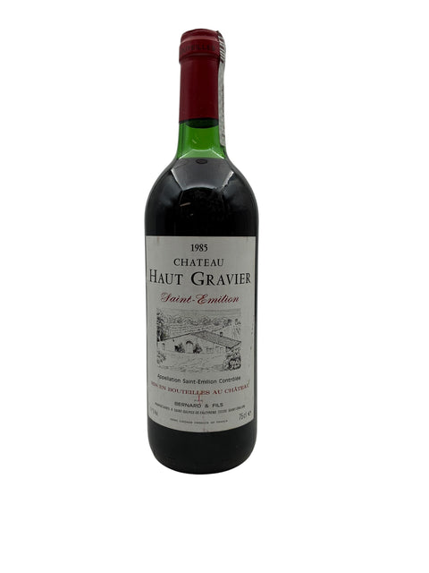 Flaska Saint-Émilion Chateau Haut Gravier 1985 rött vin