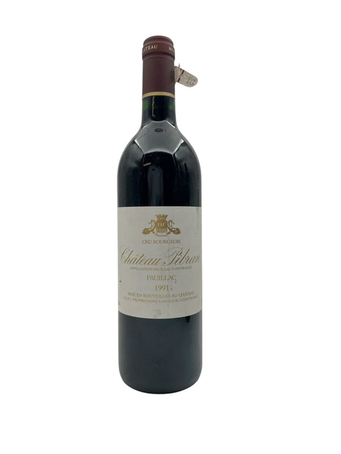 Flaska Château Pibran rött vin 1991 från Pauillac
