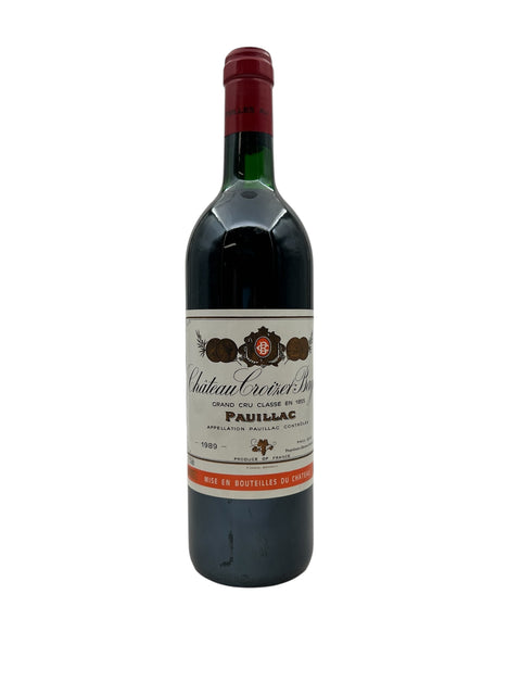 Flaska rött vin från Chateau Croizet Bages från 1989