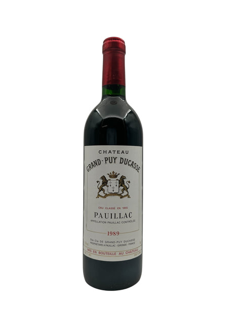 Flaska Pauillac Château Grand-Puy Ducasse 1989 rött vin