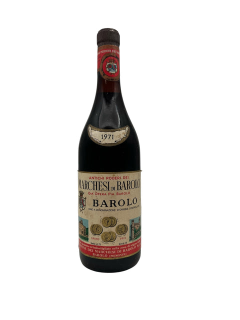 Flaska Barolo Marchesi di Barolo 1971 rött vin