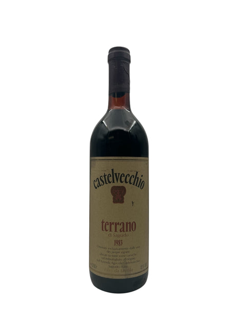 Flaska Terrano Castelvecchio rött vin från 1983