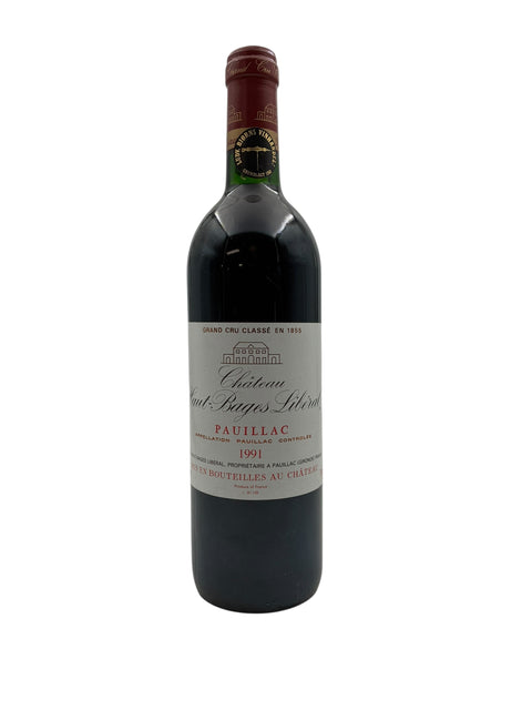 Flaska Pauillac Château Haut-Bages Libéral 1991 rött vin