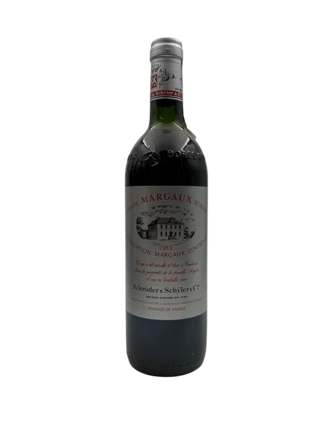Flaska Margaux Réserve Schröder & Schÿler 1983 rött vin