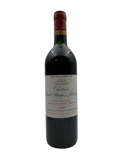 Flaska Château Haut-Bages Libéral rött vin 1989