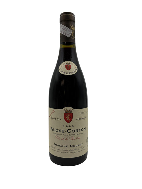 Flaska Aloxe-Corton Domaine Nudant rött vin från 1999