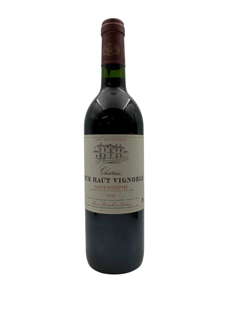 Flaska Château Tour Haut Vignoble 1998 rött vin från Bordeaux