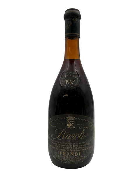 Barolo Prandi 1967 flaska med vintage etikett