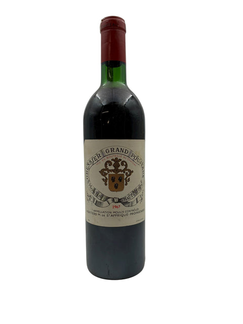 Flaska Château Gressier Grand Poujeaux rött vin från 1967