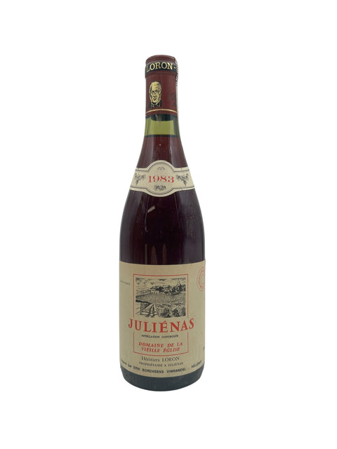 Flaska Juliénas Loron rött vin 1983