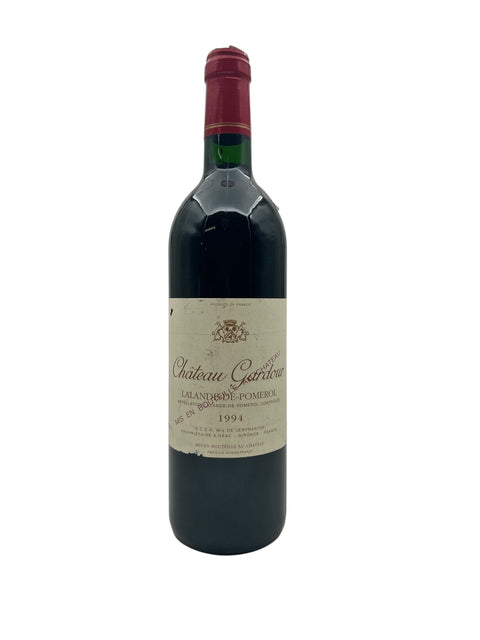 Flaska Château Gardour rött vin 1994 med etikett