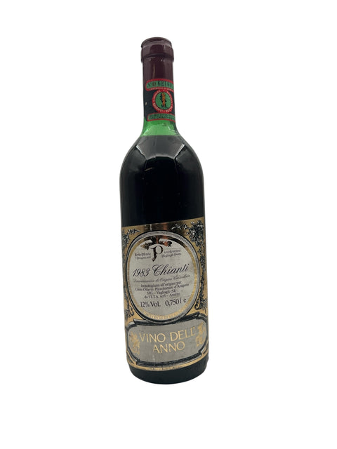 Flaska Chianti Poggiopiano 1983 med vintageetikett