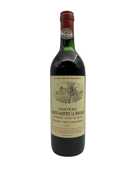 Flaska Chateau Chante-Alouette La Roseraie rött vin från 1989