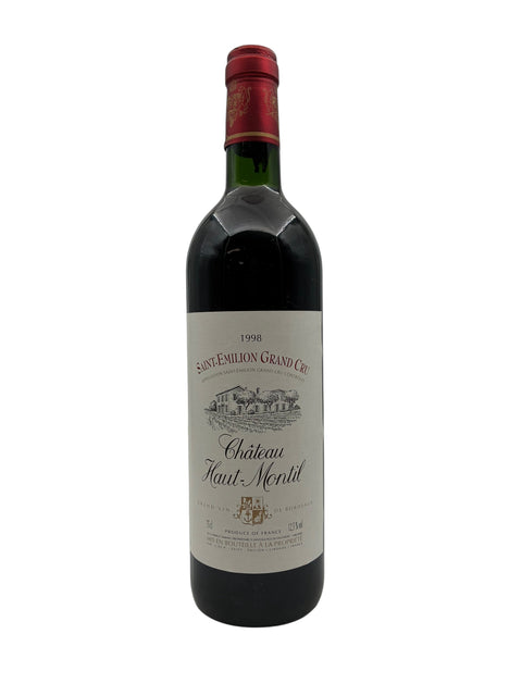 Flaska Château Haut-Montil 1998 Saint-Émilion Grand Cru rött vin