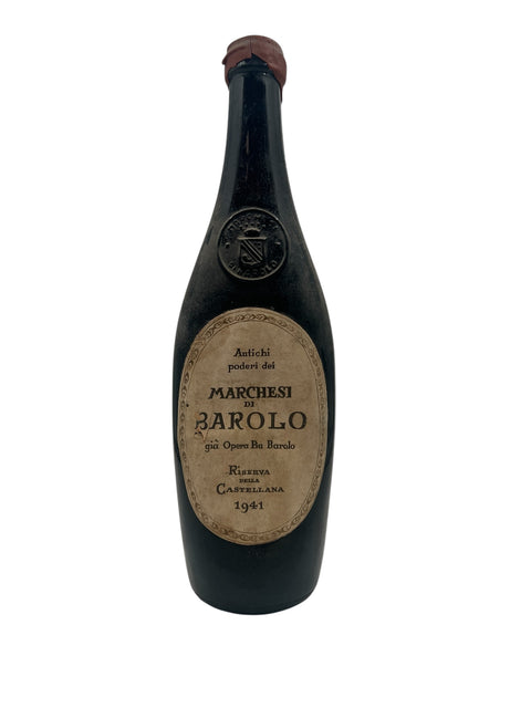 Flaska Barolo Marchesi di Barolo 1941 med klassisk etikett