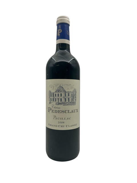 Flaska Château Pedesclaux 2008 rött vin från Pauillac med etikett