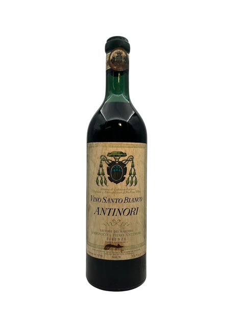 Flaska Vino Santo Bianco Antinori 1970 med etikett