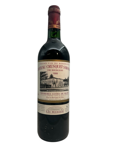 Flaska Chateau Crusquet Sabourin rött vin 1999