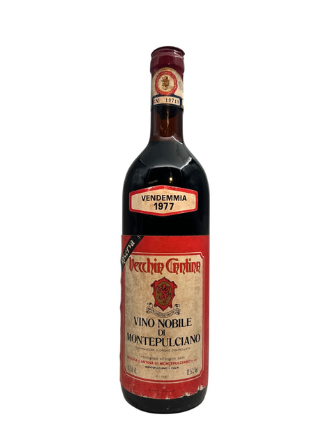 Flaska Vino Nobile di Montepulciano från Vecchie Cantine årgång 1977