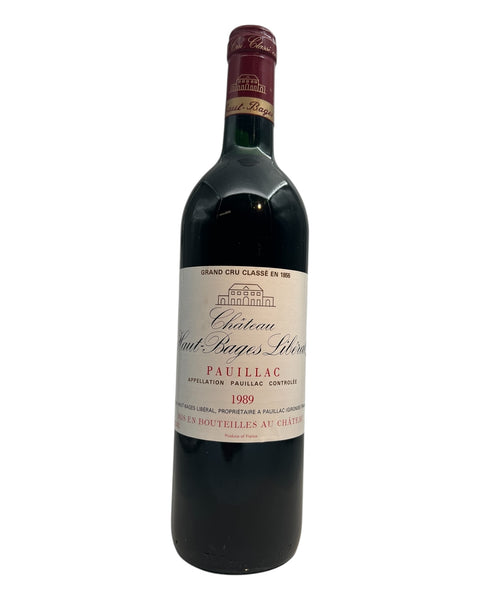Flaska Château Haut-Bages Libéral rött vin 1989