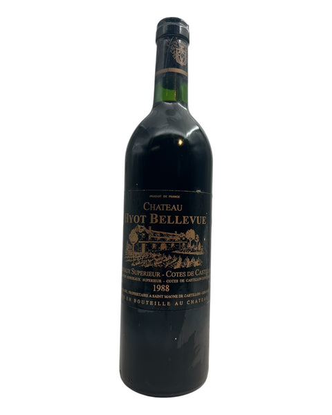 Flaska Chateau Hyot Bellevue rött vin från 1988