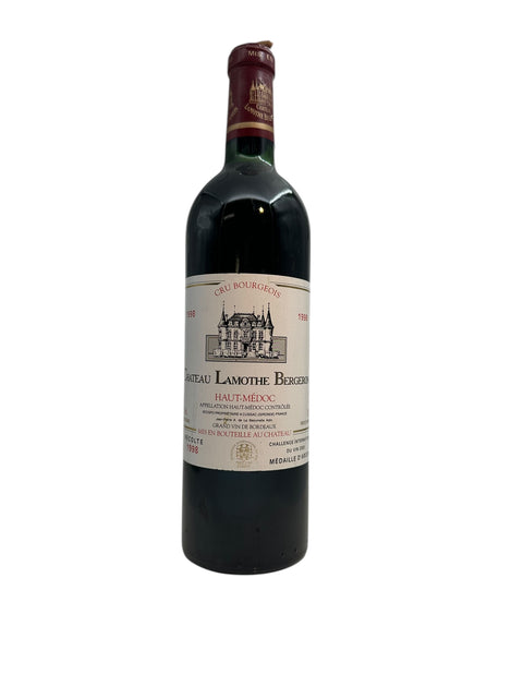 Flaska Lamothe Bergeron 1998 rött vin från Haut-Médoc, Bordeaux