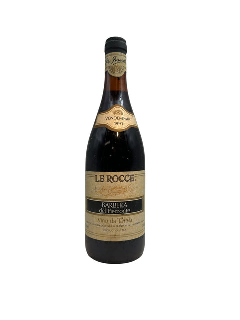 Flaska Barbera del Piemonte Le Rocce 1991 rött vin