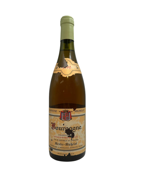 Flaska Bourgogne vitt vin från Domaine Michelot 1990
