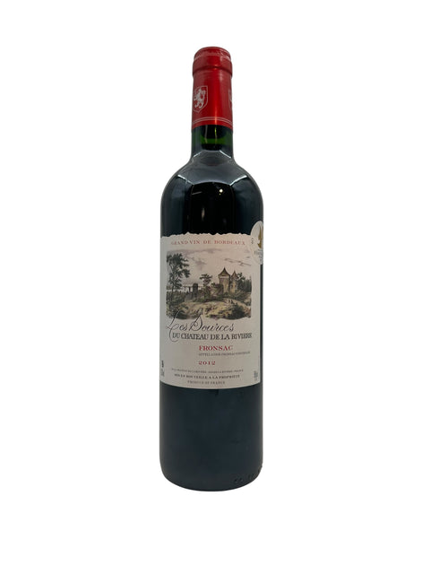 Flaska Les Sources Chateau de La Riviere vin från 2012
