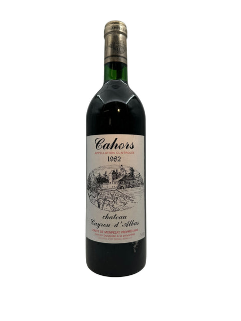 Flaska Cahors Chateau Cayrou rött vin från årgång 1982