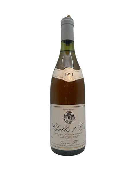 Flaska med Chablis Vaucoupin Quinson Fils 1991