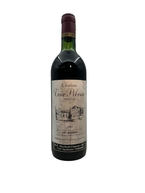 Flaska Château Tour Pibran 1983 rött vin från Pauillac