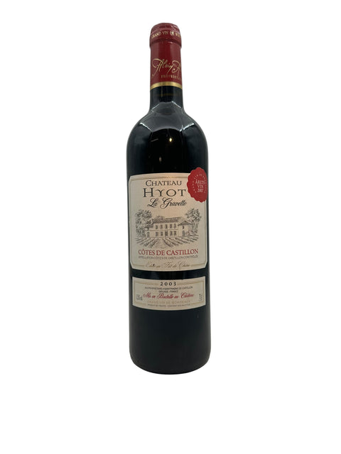 Flaska Château Hyot 2003 rött vin från Côtes de Castillon
