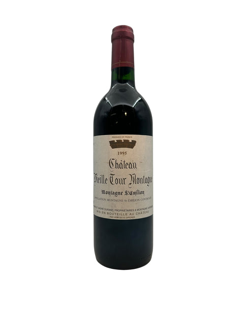 Flaska Château Vieille Tour Montagne rött vin 1995