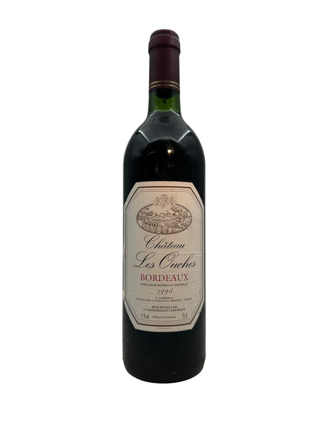 Flaska Château Les Ouches 1998 Bordeaux rött vin