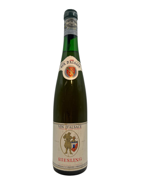 Flaska av ett Riesling Vin d'Alsace vitt vin från 1985
