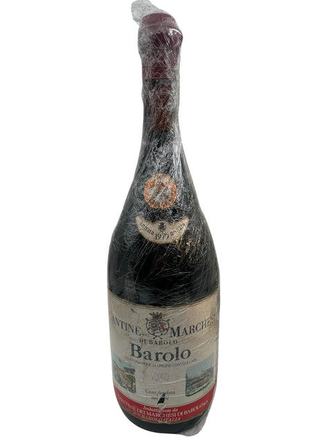 Flaska Barolo Marchesi di Barolo 1979 inlindad i plast