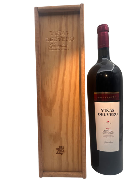 Viñas del Vero rödvin i träask, årgång 2004