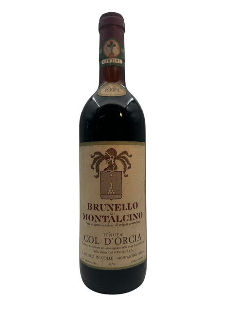 Flaska Brunello di Montalcino Col d'Orcia 1971 rött vin