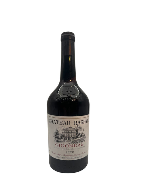 Flaska Gigondas Chateau Raspail rött vin 1990